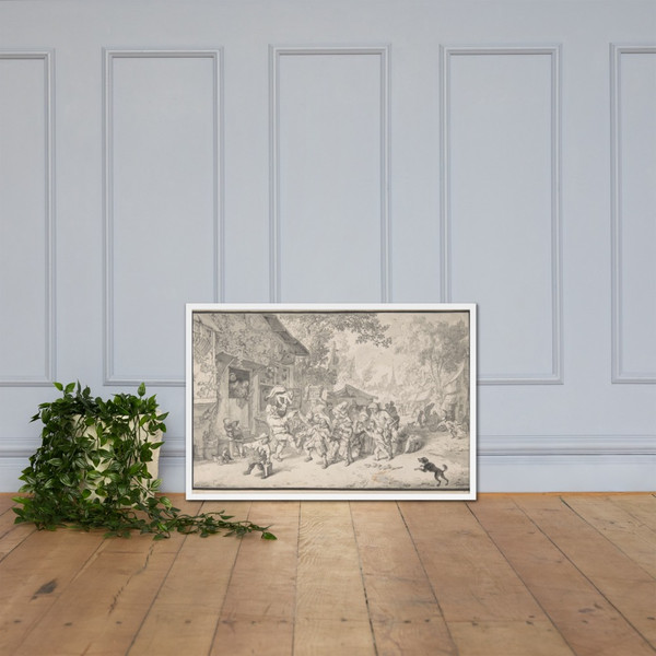 An Itinerant Peddler in a Village - Cornelis Dusart - 1693 - Matte Paper Framed Poster Museum quality 7742247