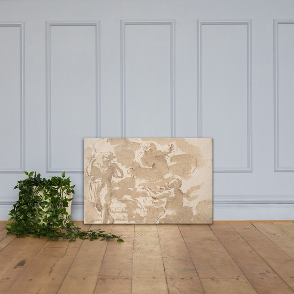 Sacrifice of Abel - Anonymous, Italian, Roman-Bolognese, 17th century - 17th century - Canvas Museum quality 7746085