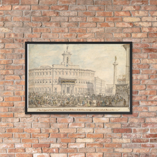 The Lottery in Piazza di Montecitorio - Giovanni Paolo Panini - 1743–1744 - Matte Paper Framed Poster Museum quality 7745422