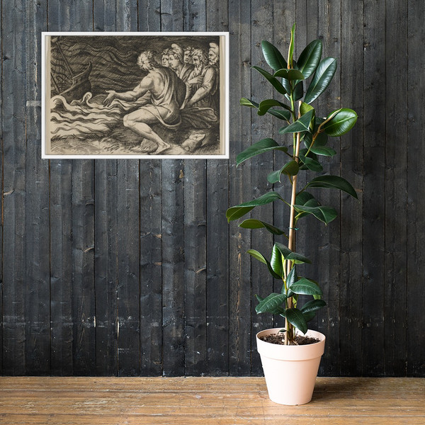 A group of figures at right witnessing a shipwreck - Marco Dente - ca. 1515–27 - Matte Paper Framed Poster Museum quality 7745726