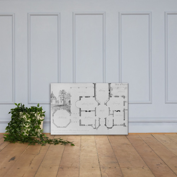 Whitby, William P. Chapman House, Rye, New York (plan and partial elevation) - Alexander Jackson Davis - 1853 - Canvas Museum quality 7746868