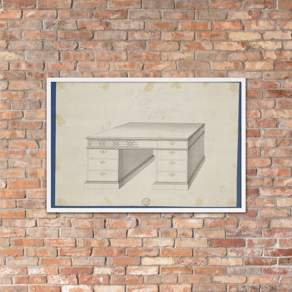 Library Table, from Chippendale Drawings, Vol. II - Thomas Chippendale - ca. 1753–62 - Photo Paper Framed Poster Museum quality 7748309