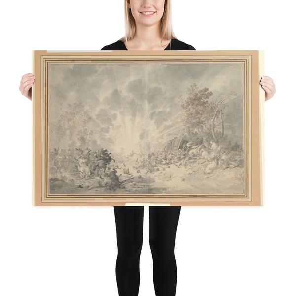 A Military Convoy Surprised by an Explosion - Dirk Langendijk - ca. 1790–1800 - Paper Poster Museum quality 7744243