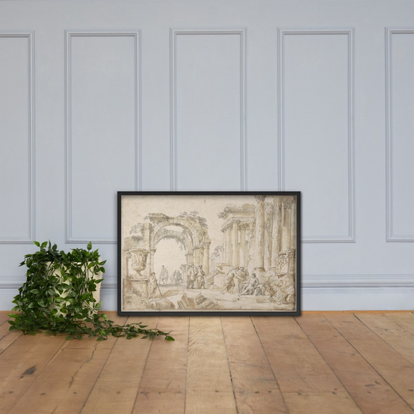 Figures in Classical Ruins - Giovanni Paolo Panini - 1691–1765 - Photo Paper Framed Poster Museum quality 7745436