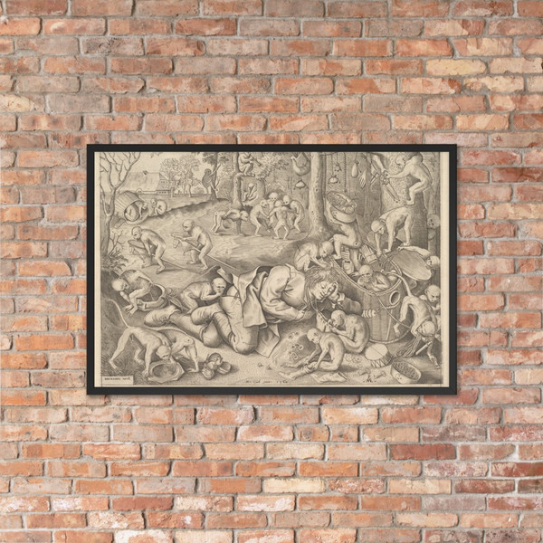 The Merchant Robbed by Monkeys - Pieter van der Heyden - 1562 - Matte Paper Framed Poster Museum quality 7723882