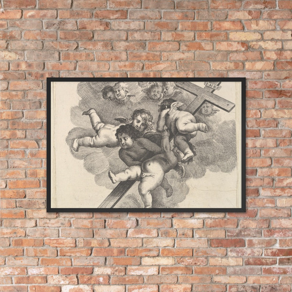 Four cherubs carrying a cross - Wenceslaus Hollar - 1640–52 - Photo Paper Framed Poster Museum quality 7739000
