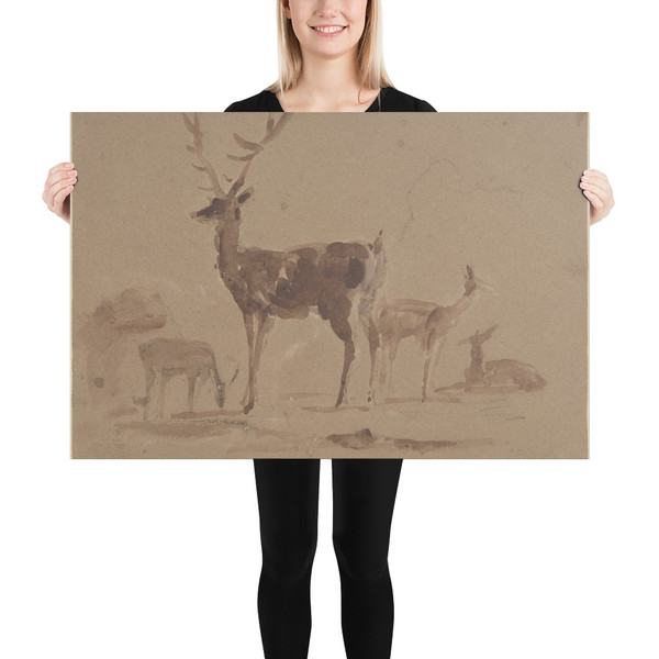 Stag and Its Young - Sir Edwin Henry Landseer - 1820–73 - Paper Poster Museum quality 7742884