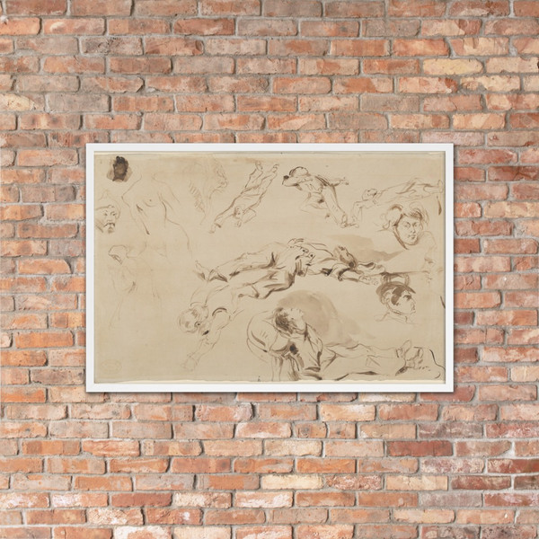Figure Studies related to "Liberty Leading the People" - Eugène Delacroix - 1830 - Matte Paper Framed Poster Museum quality 7745059