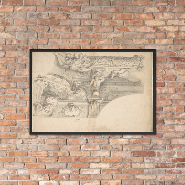 Design for the Decoration of a Cornice - Anonymous, Italian, 18th century - 18th century - Matte Paper Framed Poster Museum quality 7747418