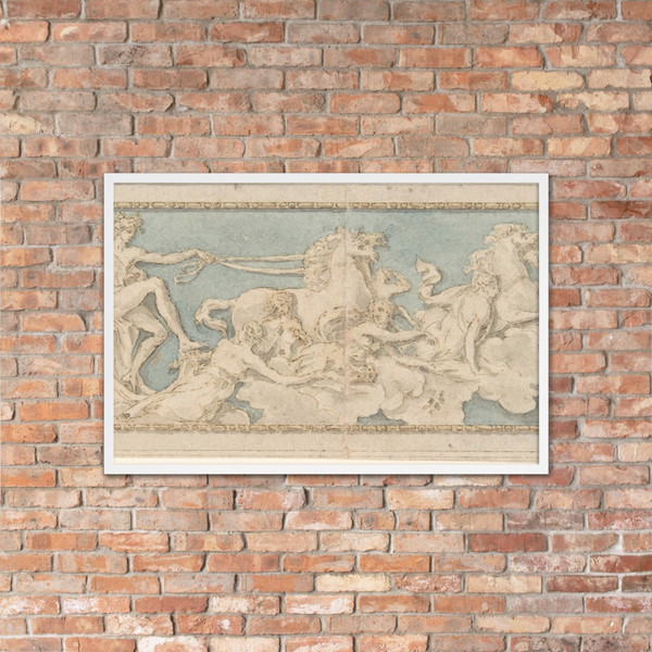 Wall or Ceiling Decoration with a Young Man (Phaeton?) in a horse-drawn Chariot - Anonymous, Italian, 18th century - 18th century - Matte Paper Framed Poster Museum quality 7747432