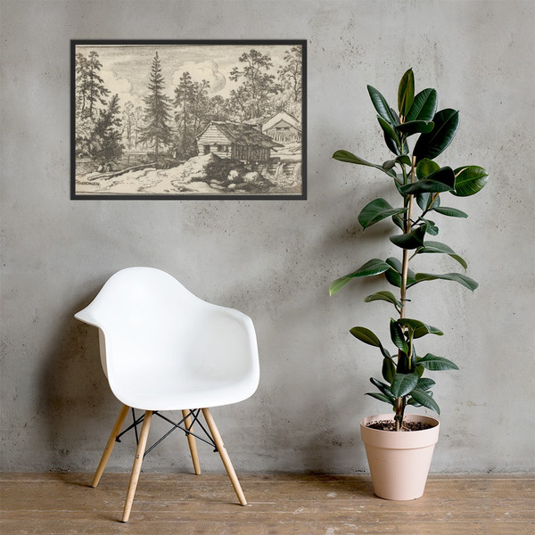 The Woman Looking Towards the Boat - Allart van Everdingen - Matte Paper Framed Poster Museum quality 7724573