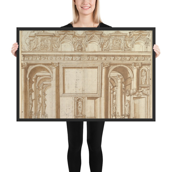 Architectural Design or Stage Set for the Colonna Family - Anonymous, Italian, 16th century - 16th century - Matte Paper Framed Poster Museum quality 7743052