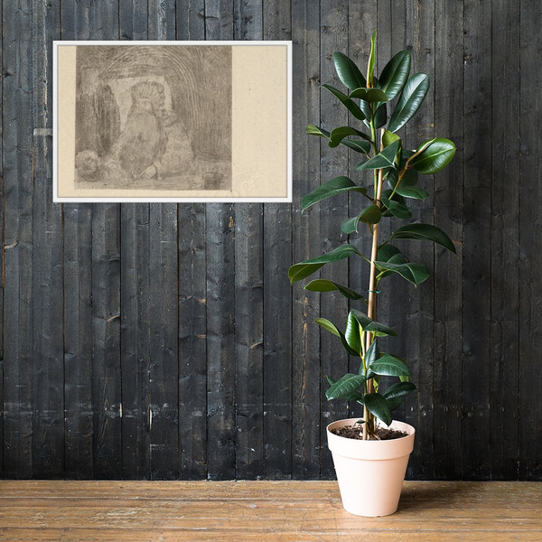 L'Ermite à la Tête de Mort (The Hermit with Skull) - Rodolphe Bresdin - 19th century - Matte Paper Framed Poster Museum quality 7747842