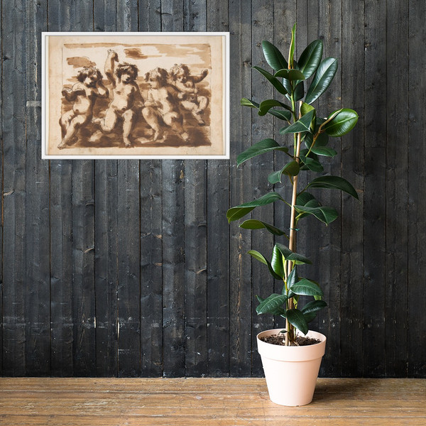 Four Putti on Clouds - Leonardo Scaglia - 1640–50 - Photo Paper Framed Poster Museum quality 7743985