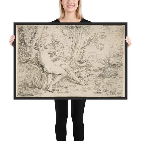 Venus and Adonis - Simone Cantarini - ca. 1637–39 - Photo Paper Framed Poster Museum quality 7795269
