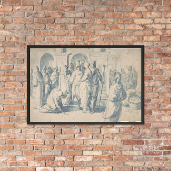 Christ and the Woman Taken in Adultery - Belisario Corenzio - 1590–1646 - Matte Paper Framed Poster Museum quality 7796526