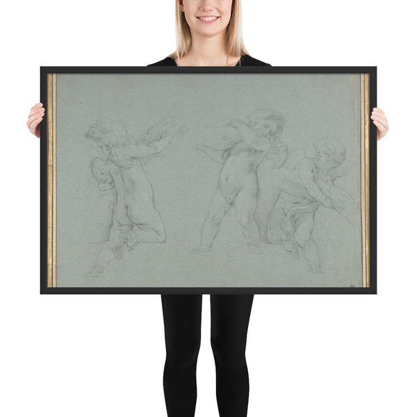 Putti Supporting a Garland - François Le Moyne - early 18th century - Matte Paper Framed Poster Museum quality 7798137