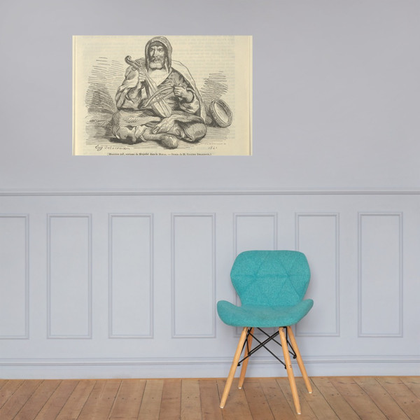 Jewish Musician in Mogador Costume, Morocco - Eugène Delacroix - 1842 - Paper Poster Museum quality 7798783