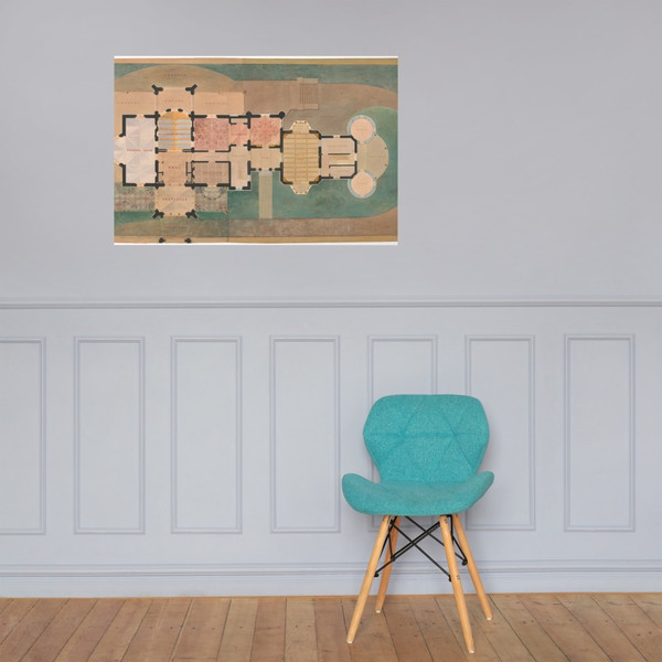 Lyndhurst for George Merritt, Tarrytown, New York (first floor plan) - Alexander Jackson Davis - 1865 - Photo Paper Poster Museum quality 7799726