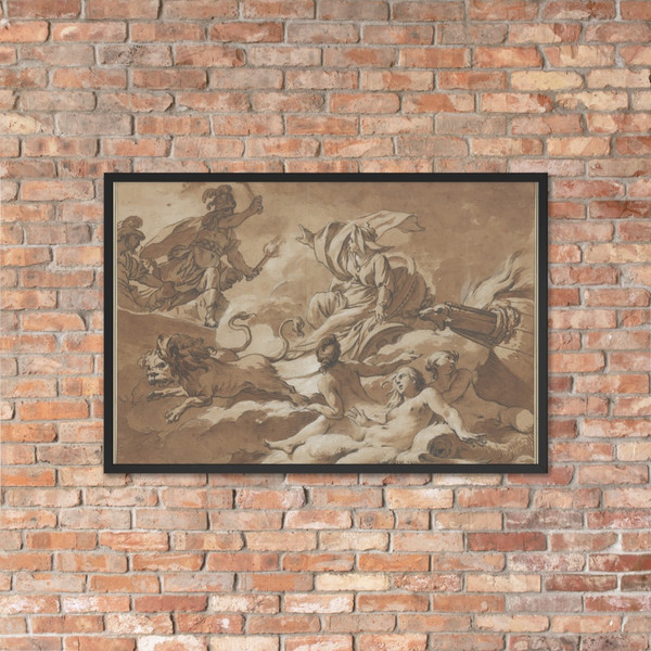 Cybele Prevents Turnus from Setting Fire to the Trojan Fleet by Transforming the Ships into Sea Goddesses - Jean-Baptiste Marie Pierre - 18th century - Matte Paper Framed Poster Museum quality 7795164