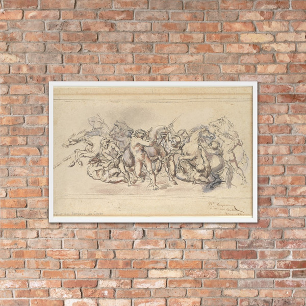 Start of the Race of the Barberi Horses, Rome - Jean-Baptiste Carpeaux - 1860 - Matte Paper Framed Poster Museum quality 7795485