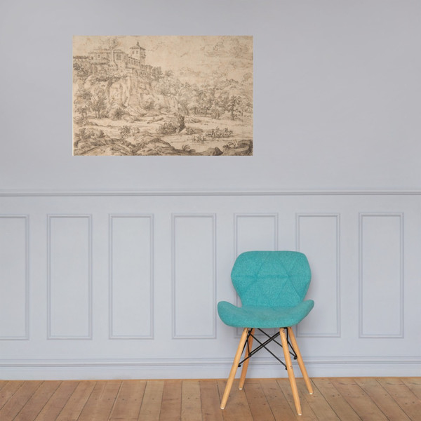Landscape with Hilltop Villa - Guillerot - 17th century - Paper Poster Museum quality 7797161