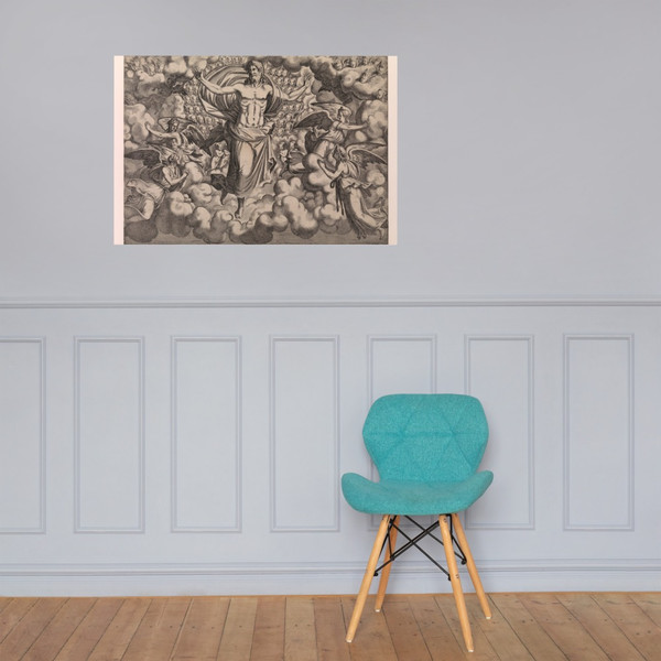 The Apostles Looking at Christ and the Virgin in a Glory of Angels (top right plate) - Léon Davent - 1546 - Photo Paper Poster Museum quality 7798798