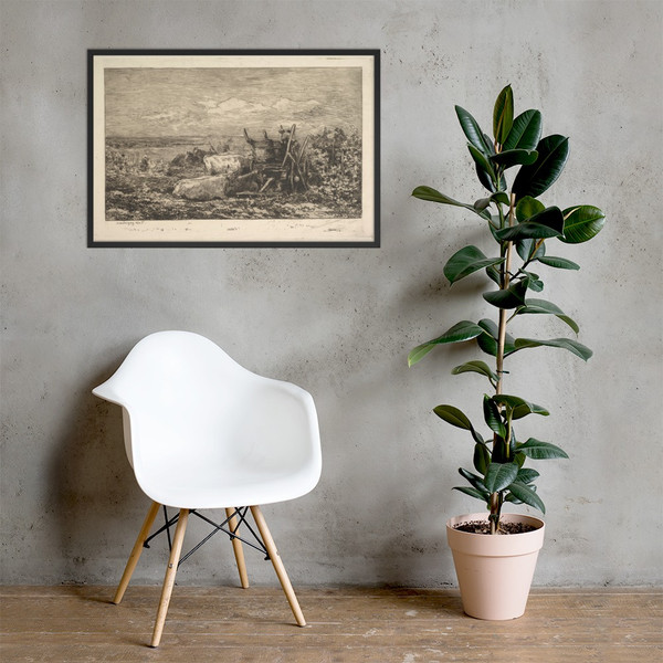 The Harvest (Souvenir of the Morvan) - Charles-François Daubigny - 1865 - Matte Paper Framed Poster Museum quality 7799412