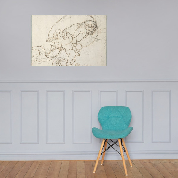 Two Flying Putti - Anonymous, Italian, Roman-Bolognese, 17th century - 17th century - Photo Paper Poster Museum quality 7797768