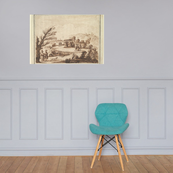 Landscape with Figures and Fortifications. - Guercino (Giovanni Francesco Barbieri) - 1750–80 - Photo Paper Poster Museum quality 7795563