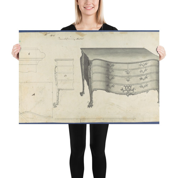 French Commode Table, from Chippendale Drawings, Vol. II - Thomas Chippendale - 1753 - Paper Poster Museum quality 7794427