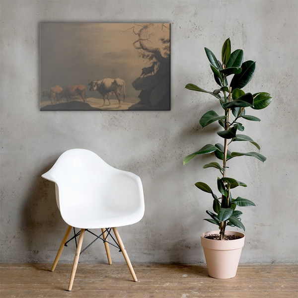 Cows and a Goat in a Landscape - Jean Pillement - 1774 - Canvas Museum quality 7795131