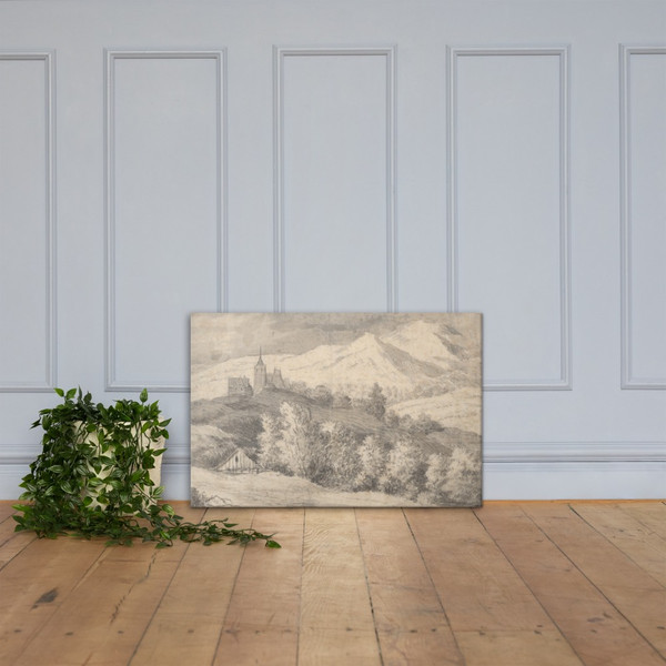 Mountaineous Landscape with a Church and Other Buildings - Anonymous, Dutch, 17th century - 17th century - Canvas Museum quality 7798223