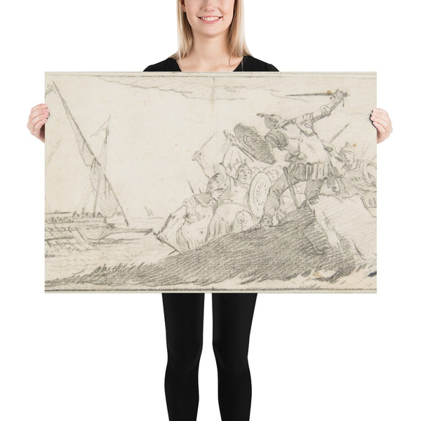 Illustration for a Book:  Battle by the Sea Coast - Giovanni Battista Tiepolo - 1696–1770 - Photo Paper Poster Museum quality 7795218