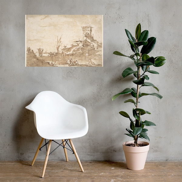 Lagoon Capriccio with a Tower - Francesco Guardi - 1712–93 - Paper Poster Museum quality 7795719