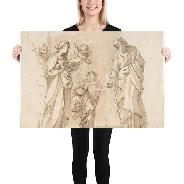 Return of the Holy Family from Egypt (recto); Studies for the Return from Egypt (verso) - Giovanni Baglione - 1599–1600 - Paper Poster Museum quality 7797095