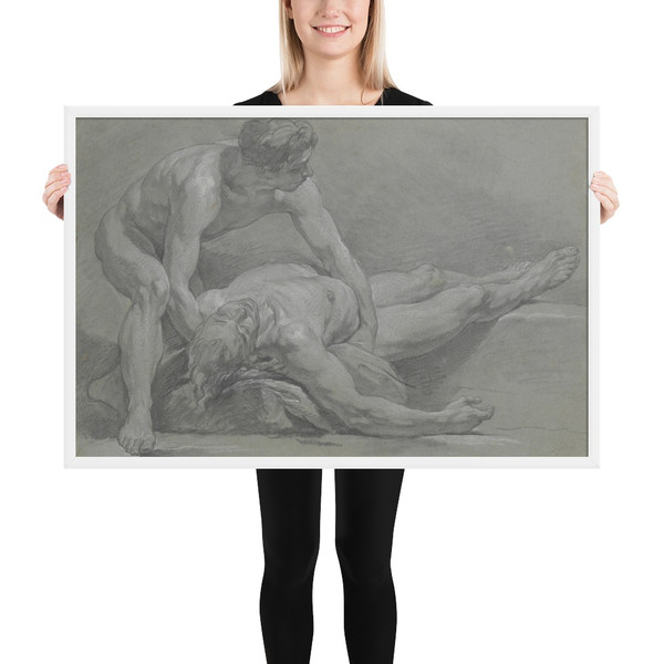 Two Nude Male Figures - Nicolas Bernard Lépicié - 18th century - Matte Paper Framed Poster Museum quality 7798118