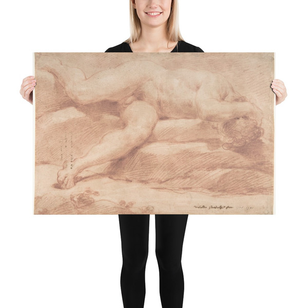 Reclining Male Nude (recto); Seated Male Nude (verso) - Ubaldo Gandolfi - 1728–81 - Photo Paper Poster Museum quality 7796015