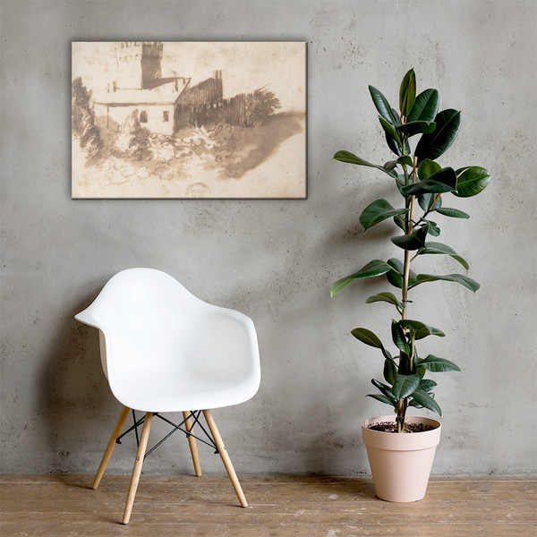 Landscape with a Fortified Building - Francesco Allegrini - 1624–63 - Canvas Museum quality 7797483