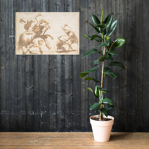 Horsemen and Three Foot Soldiers in Battle - Francesco Allegrini - 1624–63 - Photo Paper Poster Museum quality 7797293