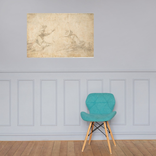 Man Fishing and Man Reclining Against a Rock - Anonymous, Italian, Neopolitan, 17th century - 17th century - Photo Paper Poster Museum quality 7796742