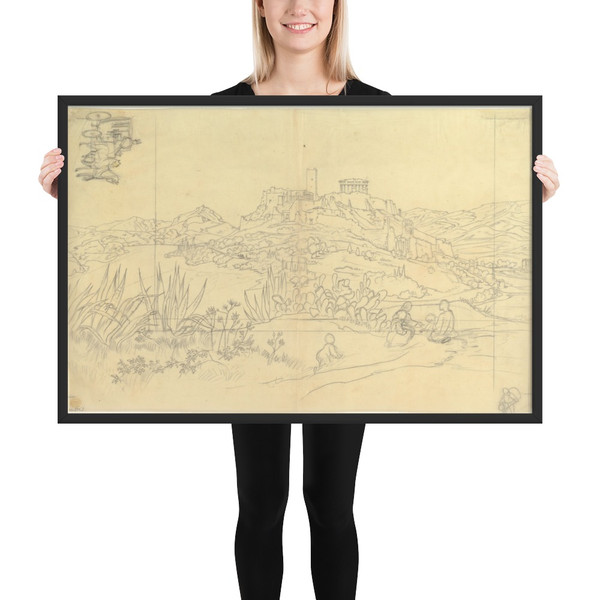 A View of the Ancient City (Parthenon?) - Anonymous, German, 19th century - after 1800 - Matte Paper Framed Poster Museum quality 7799630