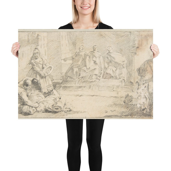 Illustration for a Book:  Booty Presented to Three Dignitaries - Giovanni Battista Tiepolo - 1696–1770 - Photo Paper Poster Museum quality 7799288