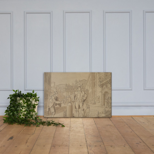 Nobleman Giving Alms to Beggar in Piazza near the Coliseum - Conrad Martin Metz - 1813 - Canvas Museum quality 7799684