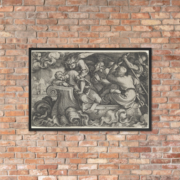 Christ Sleeping During the Storm on Lake Tiberias, from The Story of Christ - Georg Pencz - 1534–35 - Matte Paper Framed Poster Museum quality 7794398