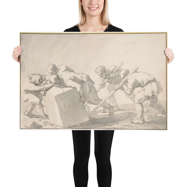 Five Men Pushing a Block of Stone - Jacques Stella - early 17th century - Photo Paper Poster Museum quality 7798492