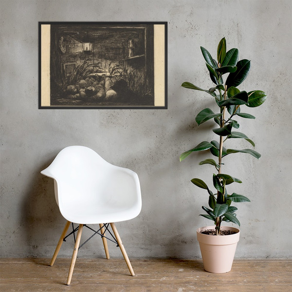 Sleeping on Board the Boat - Charles-François Daubigny - 1861 - Matte Paper Framed Poster Museum quality 7799436