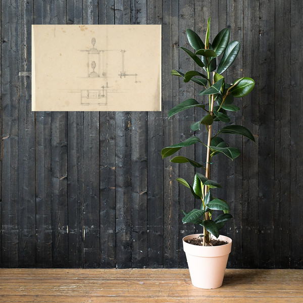 Design for a Machine to Raise and Lower Machinery - Anonymous, German, 19th century - 19th century - Photo Paper Poster Museum quality 7799627