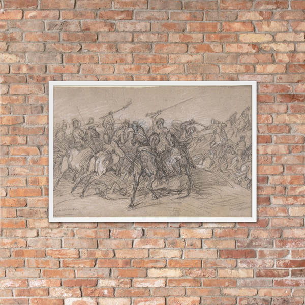 Arab Skirmish - Eugène Fromentin - 19th century - Matte Paper Framed Poster Museum quality 7799200