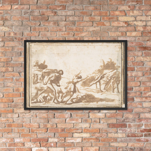 Unidentified Scene:  Figures in a Landscape - Francesco Allegrini - 1624–63 - Matte Paper Framed Poster Museum quality 7797487